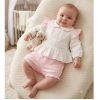 BIS-2020-2714: Baby Girls Frill Top & Pleated Pant Outfit (NB-6 Months)